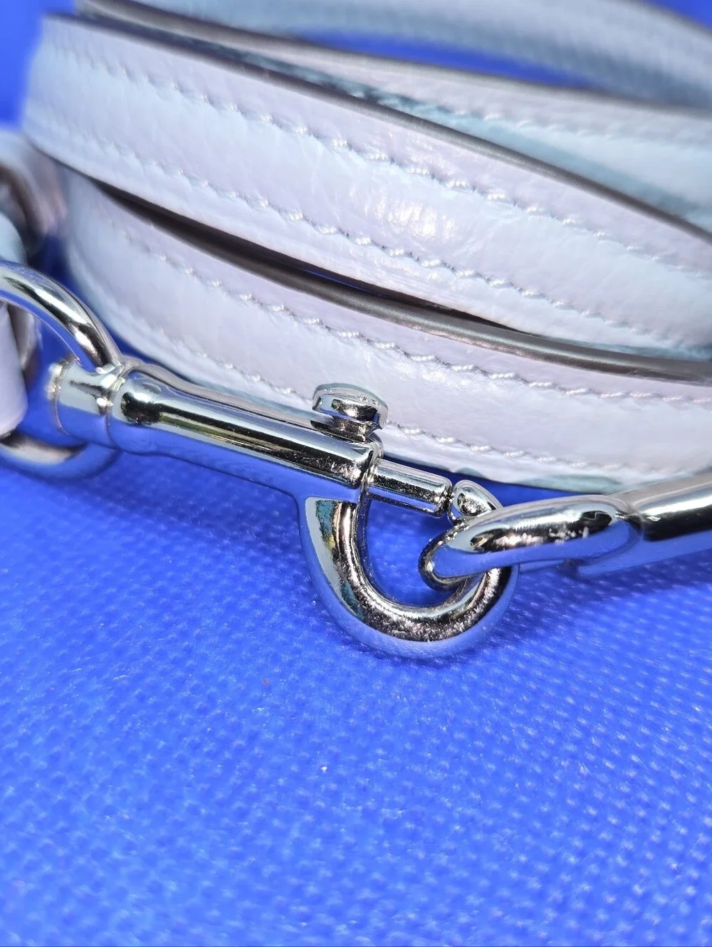 Coach Light Blue Leather Handbag Replacement Strap Silver Dog Leash Clips 40